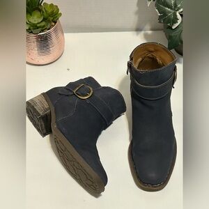 Born Women's Navy Ankle Boots with Buckle